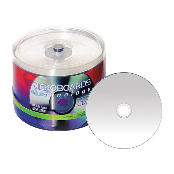 Taiyo Yuden 80 Minute/700 MB CD-R, 52X Silver Inkjet Hub Printable, 100 Disc Spindle