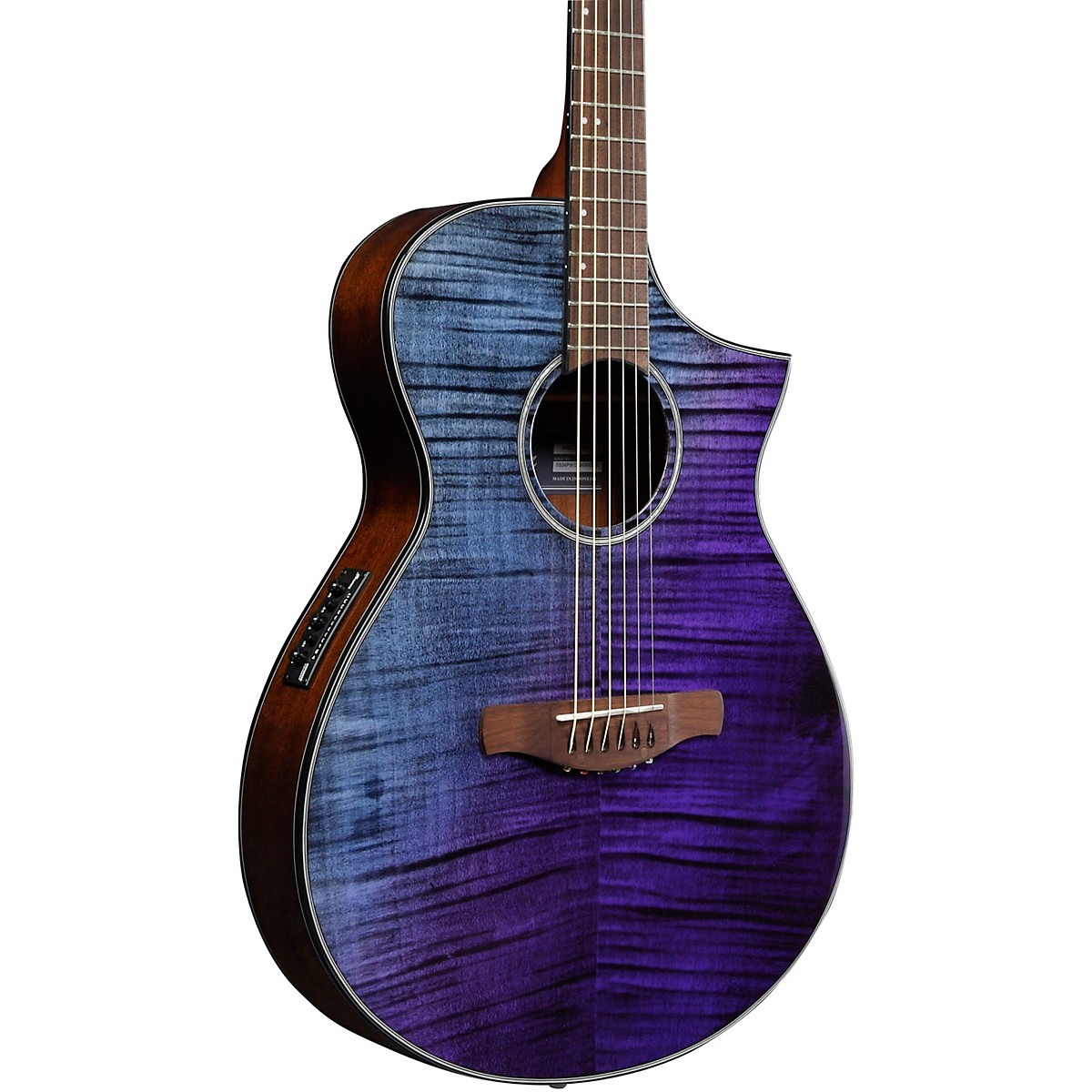 Ibanez AEWC32FM Thinline AcousticElectric Guitar Purple Sunset Fade