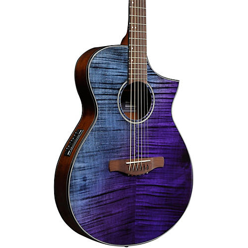 Ibanez AEWC32FM Thinline Acoustic-Electric Guitar Purple Sunset Fade ...