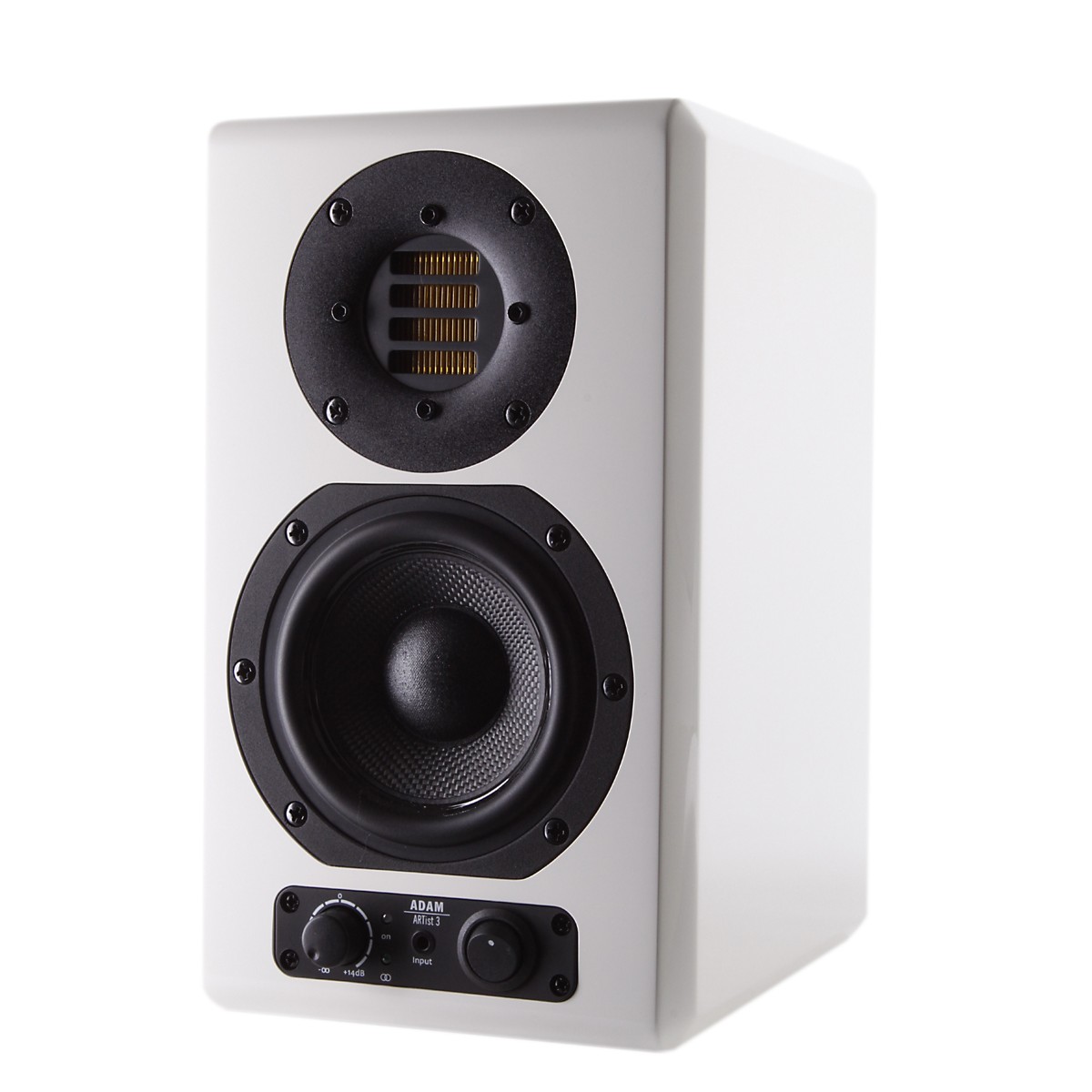 adam audio artist 3 powered studio monitor glossy white