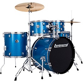 Ludwig Accent 5-Piece Drum Kit With 20" Bass Drum, Hardware and Cymbals Blue Sparkle