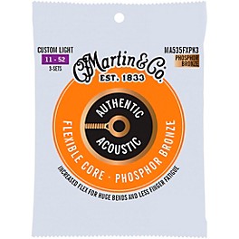 Martin Authentic Acoustic Flexible Core Guitar Strings 3-Pack