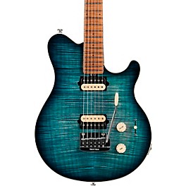Blemished Ernie Ball Music Man Axis Super Sport Flame Top Electric Guitar Level 2 Yucatan Blue 197881132255