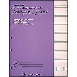 Hal Leonard Bass Guitar Tablature Manuscript Paper