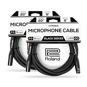 Roland Black Series XLR Microphone Cable 20 ft. Black 2-Pack  