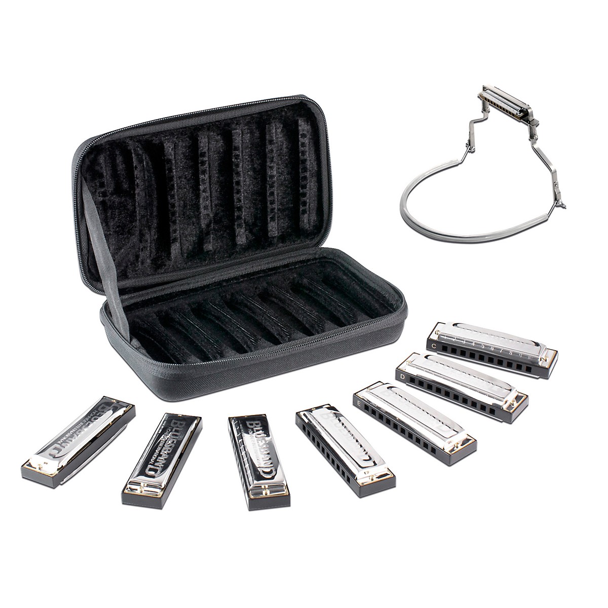 Hohner Blues Band 7 Piece Harmonica Set With Harmonica Holder Guitar