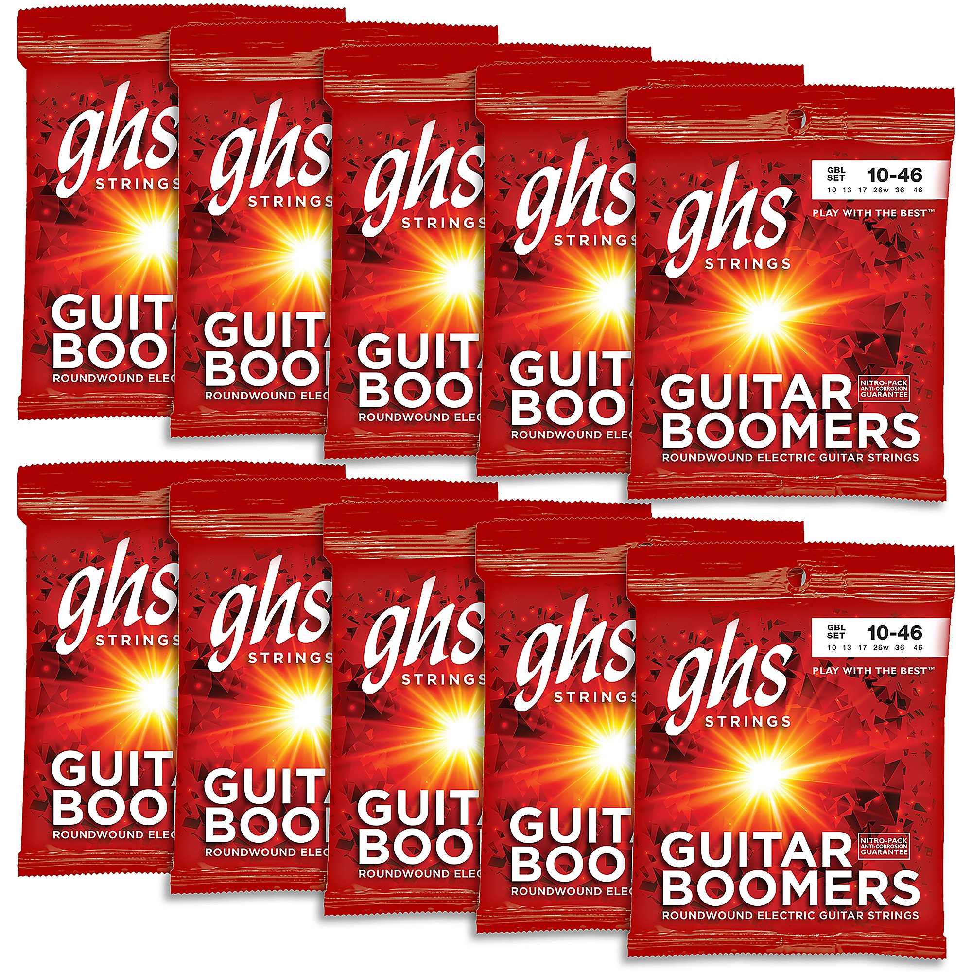 GHS Boomers Light Roundwound Electric Guitar Strings (10Pack) Guitar