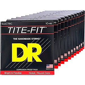 DR Strings Box of TITE-FIT Nickel Plated Electric Guitar Strings 12 Pack Medium (10-46) 