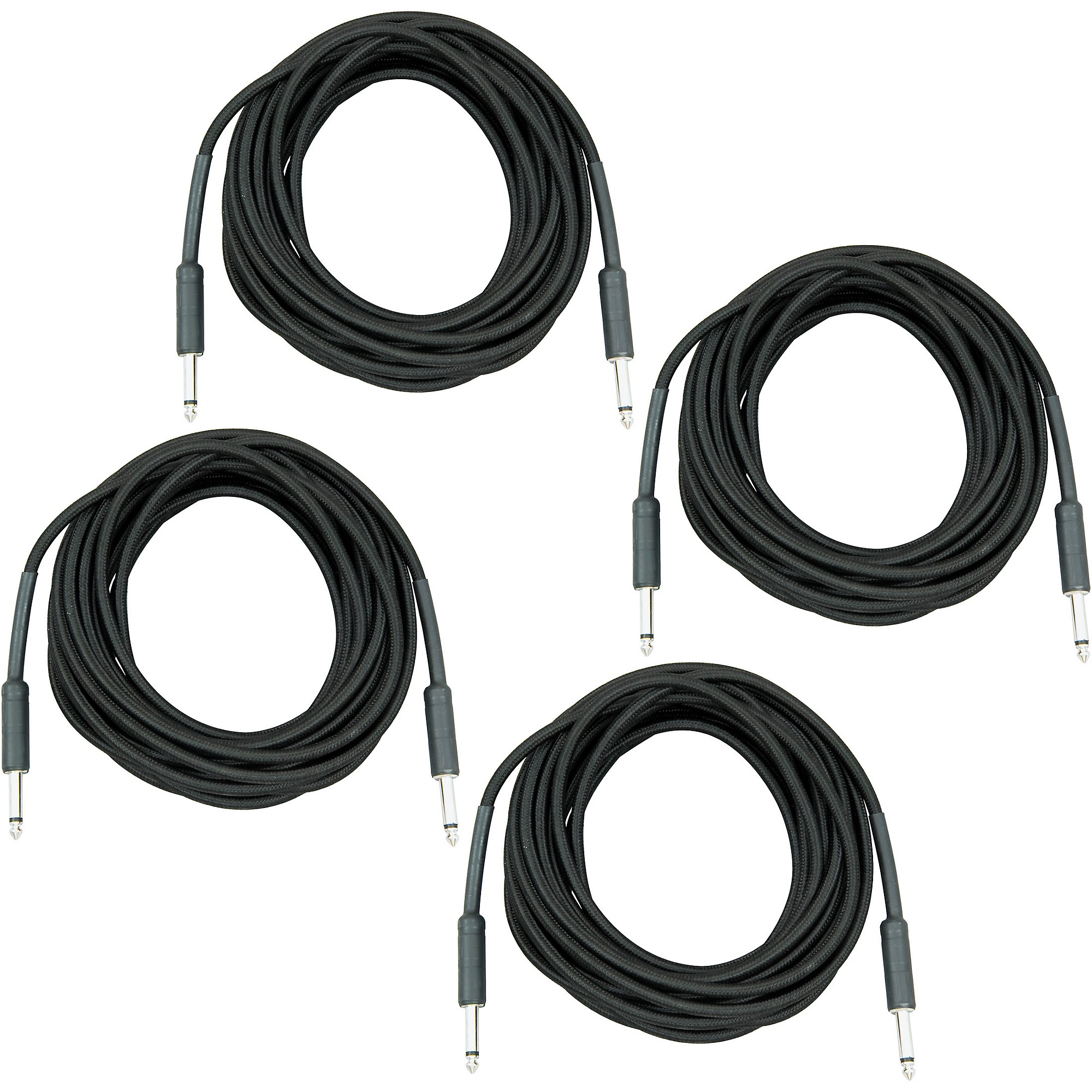 Musician's Gear Braided Instrument Cable 1/4" 4Pack 20 ft. Black