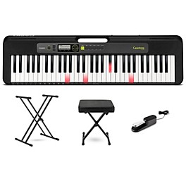 Casio Casiotone LK-S250 Lighted 61-Key Digital Keyboard Essentials Bundle Black