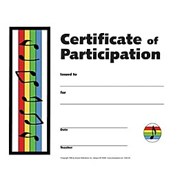 SCHAUM Certificate of Participation Educational Piano Series Softcover