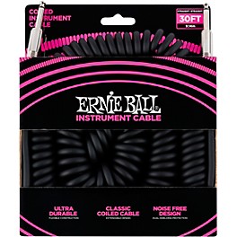 Ernie Ball Coiled Straight-Straight Instrument Cable - Black