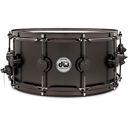 DW Collector's Series Satin Black Over Brass Snare Drum With Satin Chrome Hardware