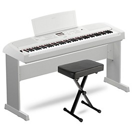 Yamaha DGX-670 88-Key Portable Grand Piano White With Matching Stand and Bench