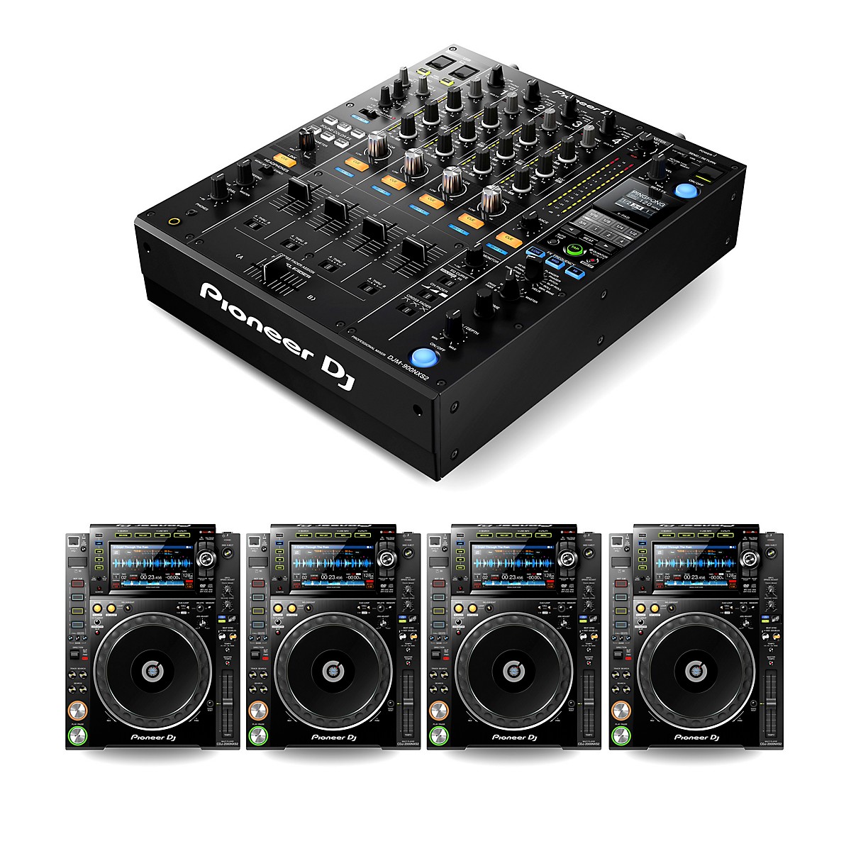 Pioneer Dj Package With Djm 900nxs2 Mixer And 4 Cdj 2000nxs2 Media Players Guitar Center