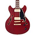 D'Angelico Deluxe Mini DC Semi-Hollow Electric Guitar Satin Trans Wine