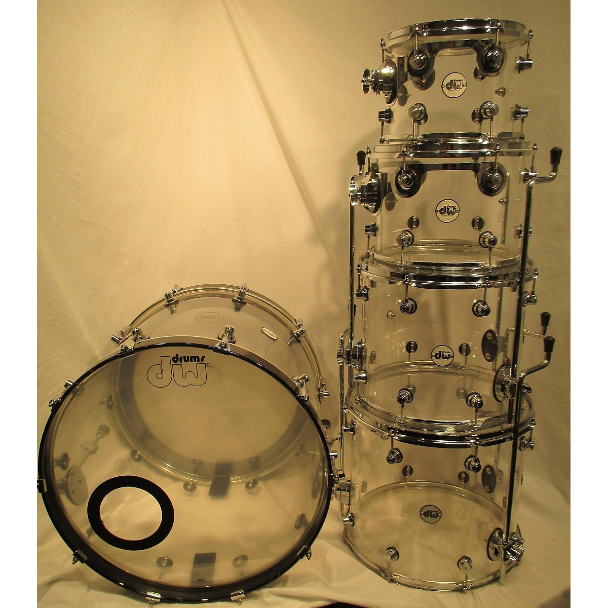 DW Acrylic Design Series Drum 6pc Set - Clear 8/10/12/16 