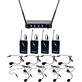 VocoPro Digital-Quad-B3 Four-Channel UHF Digital Wireless Headset & Lapel Microphone - Frequency 902MHz-927.2MHz 