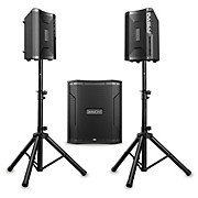 Drum Amp DA2108 and DA12S Subwoofer Bundle With Speaker Stands & Cables