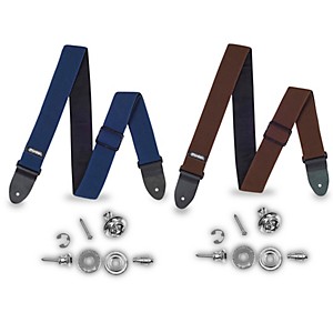 Dunlop Dual-Design Straplok System Set of 2 with Navy and Chocolate Brown Straps  
