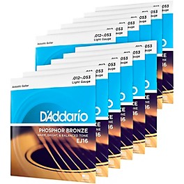 D'Addario EJ16-12P Phosphor Bronze Light Acoustic Guitar Strings 12-Pack