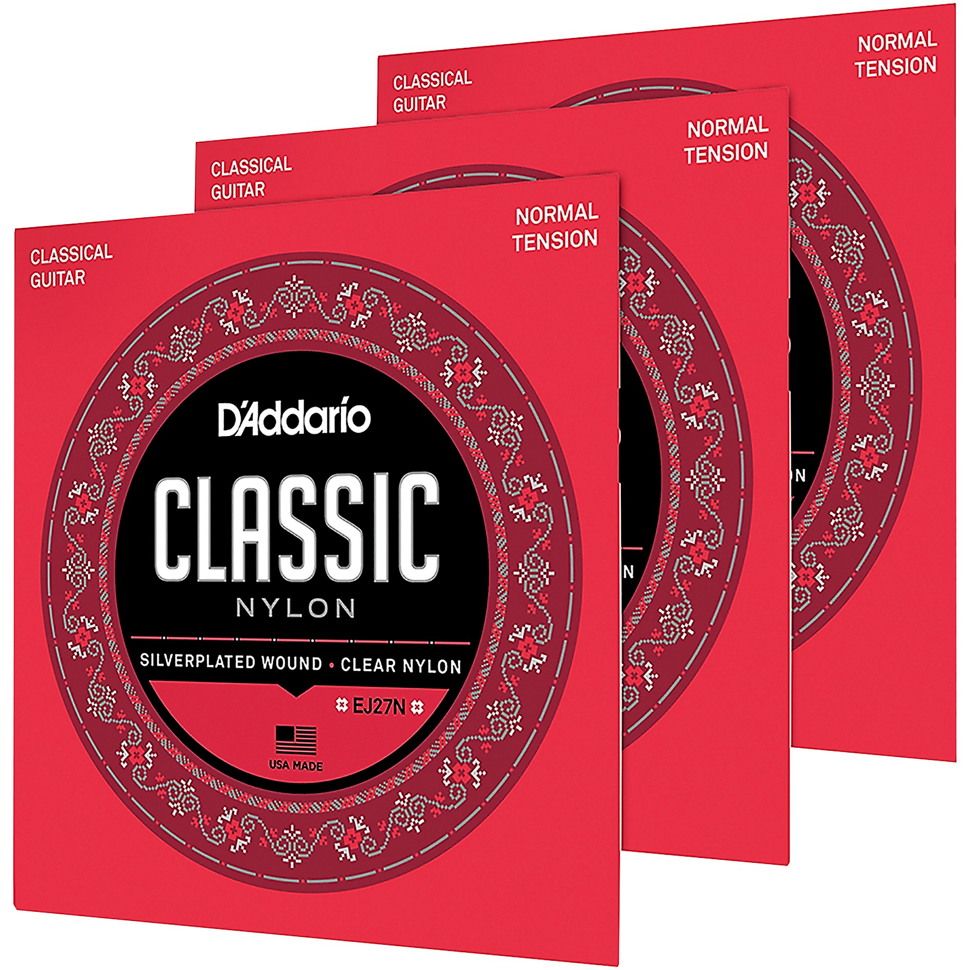 D'Addario EJ27N3D Normal Tension Classical Guitar Strings 3Pack