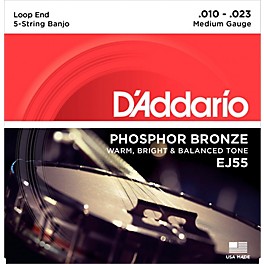 D'Addario EJ55 Phosphor Bronze Medium 5-String Banjo Strings (10-23)