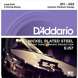 D'Addario EJ57 Nickel Custom Medium 5-String Banjo Strings (11-22)