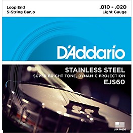 D'Addario EJS60 Stainless Steel Light 5-String Banjo Strings (9-20)
