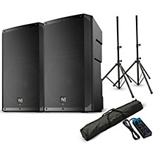 Electro-Voice ELX200 10" 1,200W Powered Speaker Pair With Stands, Bag & Power Strip - Black