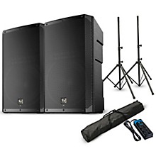 Electro-Voice ELX200-12P 12"1,200W Powered Speaker Pair With Stands & Power Strip - Black