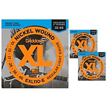 D'Addario EXL110-E Light Electric Guitar Strings 3-Pack with 3 Bonus High E Strings (10-46)
