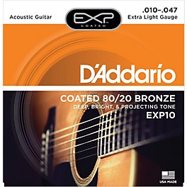 D'Addario EXP10 Coated 80/20 Bronze Extra Light Acoustic Guitar Strings