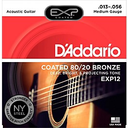 D'Addario EXP12 Coated 80/20 Bronze Medium Acoustic Guitar Strings