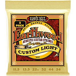 Ernie Ball Earthwood Custom Light 80/20 Bronze Acoustic Guitar Strings 3 Pack