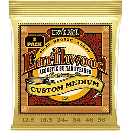 Ernie Ball Earthwood Custom Medium 80/20 Bronze Acoustic Guitar Strings 3 Pack