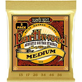 Ernie Ball Earthwood Medium 80/20 Bronze Acoustic Guitar Strings 3 Pack