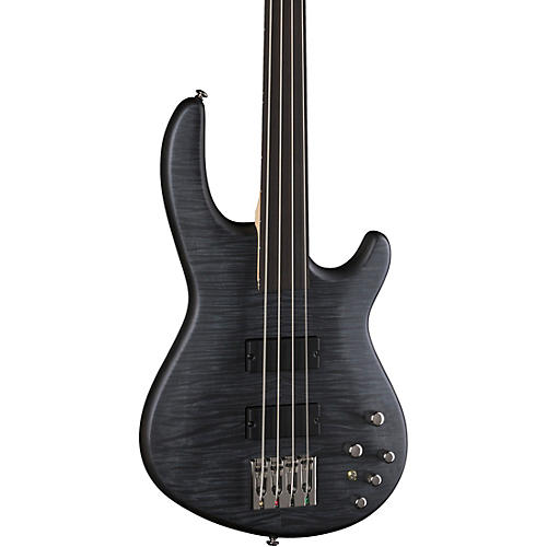 Dean Edge 4 Flame Top Fretless Electric Bass Translucent Black Satin