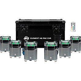 American DJ Element H6 6 pack battery powered pars with charge case and UCIR24 wireless remote Chrome