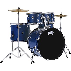 PDP by DW Encore Complete 5-Piece Drum Set With Chrome Hardware and Cymbals Royal Blue  Restock