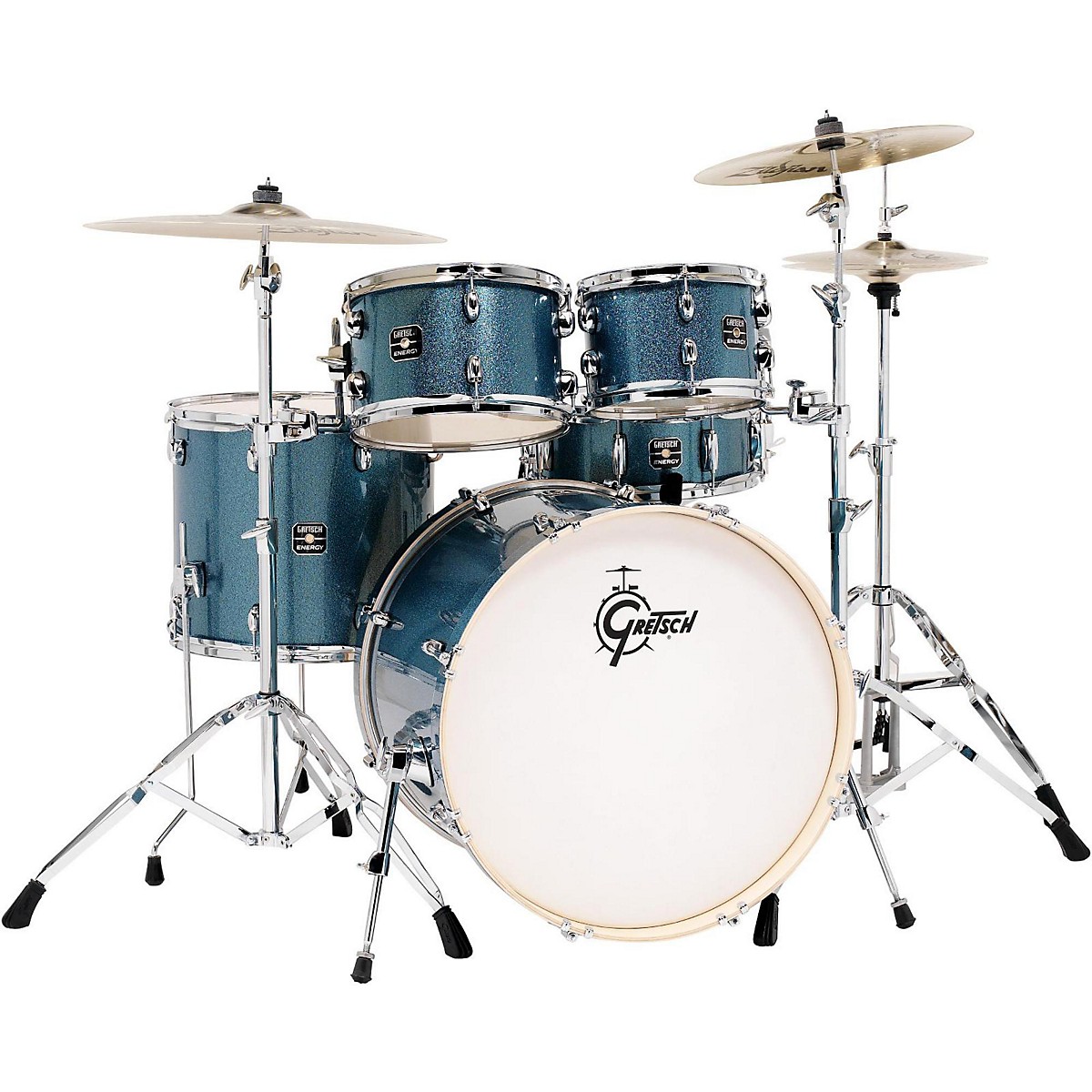 Gretsch Drums Energy 5-Piece Drum Set Blue Sparkle with Hardware and