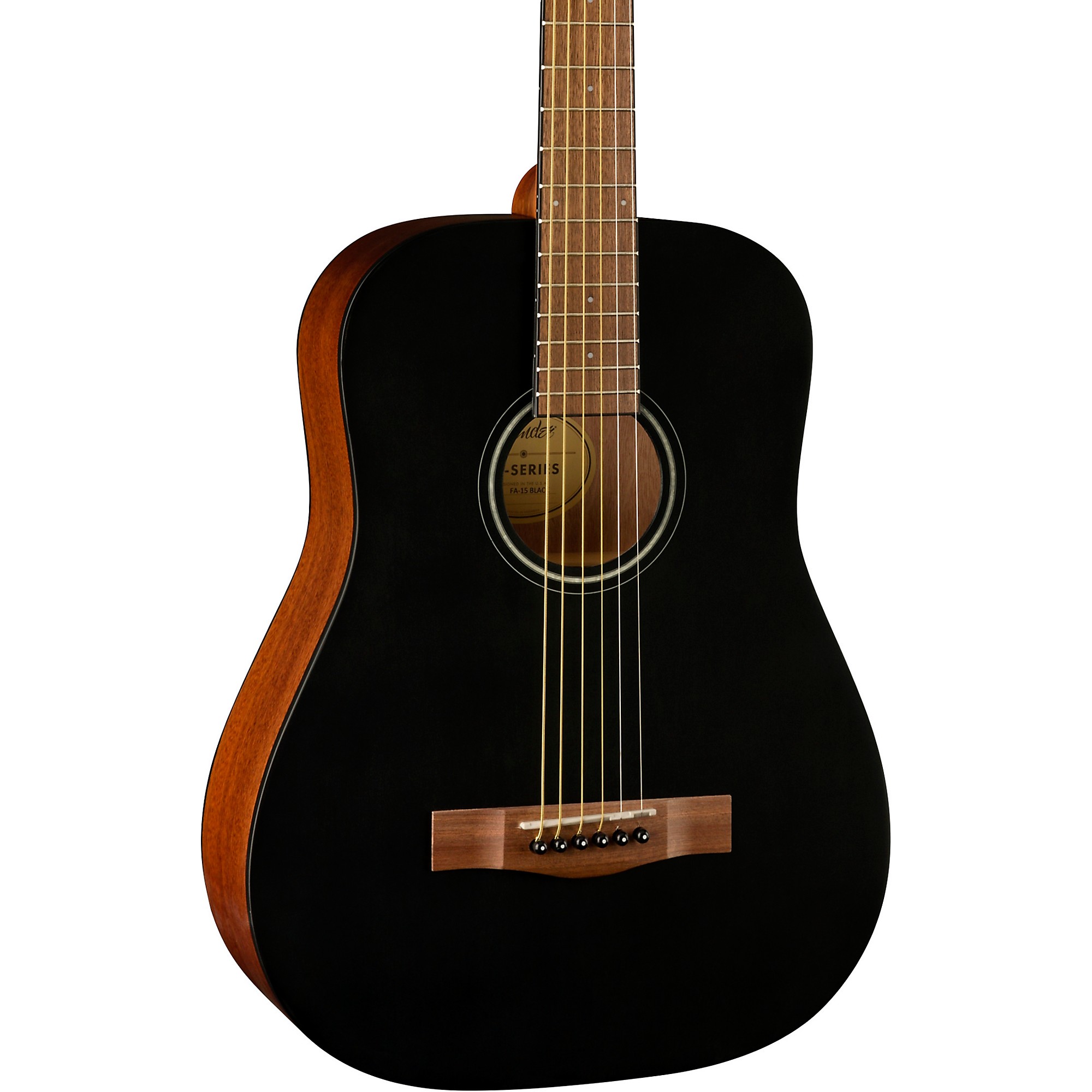 Fender FA-15 3/4 Scale Steel Walnut Fingerboard Black Acoustic Guitar W Gig Bag