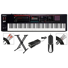 Roland FANTOM-07 Synthesizer With X-Stand, Sustain and Expression Pedal Plus Livewire Audio and MIDI Cables