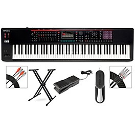 Roland FANTOM-08 Synthesizer With X-Stand, Sustain and Expression Pedal Plus Livewire Audio and MIDI Cables