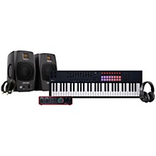 Novation FLkey 2 Keyboard Controller With Focusrite 2i2 USB Audio Interface & Adam Audio D3V 3" Studio Monitor Pair Package (Cables & Headphones Included) -