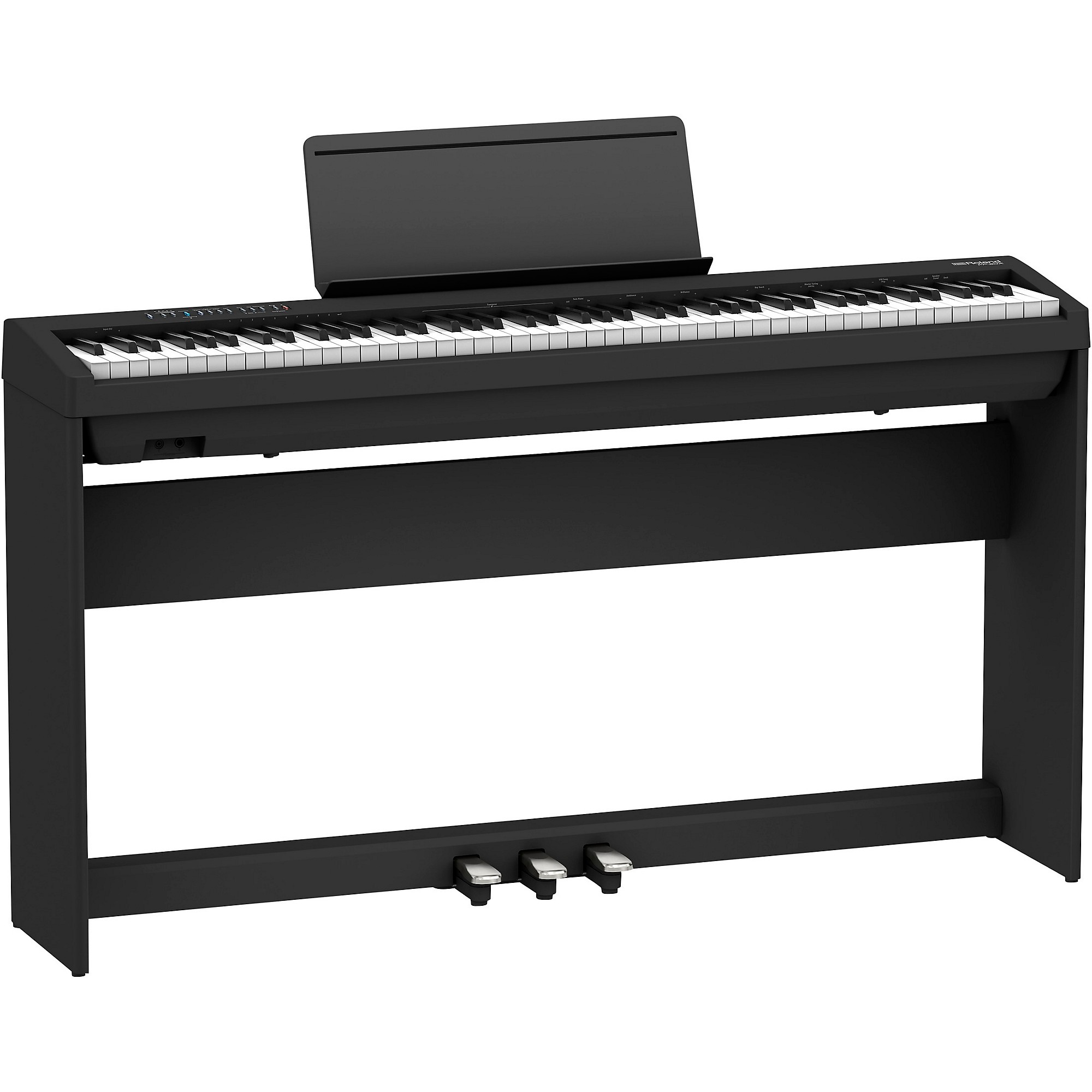 Roland FP30X Digital Piano with Matching Stand and Pedalboard Guitar