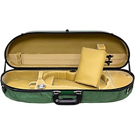 Bobelock Fiberglass Half-Moon Violin Case 4/4 Size Green Exterior, Tan Interior