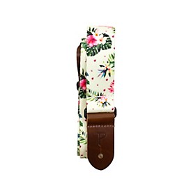 Perri's Floral Hibiscus Polyester Ukulele Strap White 1.5 in.