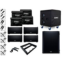 QSC Four LA108 Ground Stack Active Line Array Speaker Package With KS118 Subwoofer