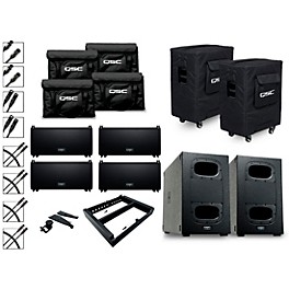 QSC Four LA108 Ground Stack Active Line Array Speakers Package With Two KS212C Subwoofers